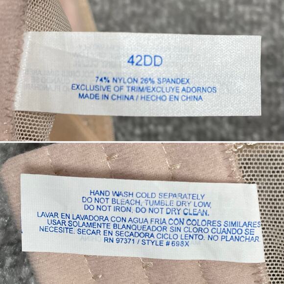 Vintage 90s Floral Embroidered Mesh Underwire Bra 42DD Cream Nude Coquette NWT - Picture 8 of 16